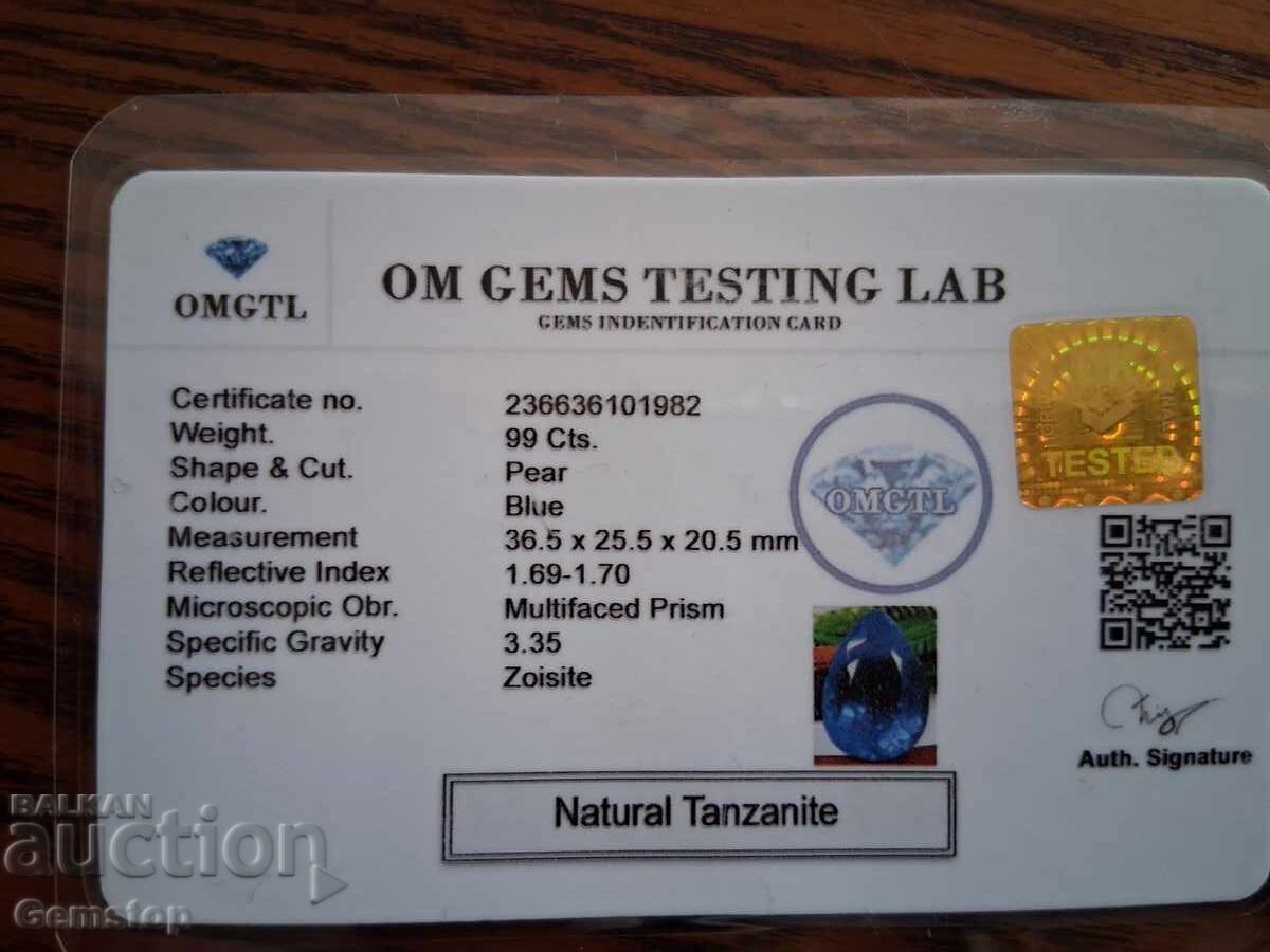ΧΑ! 99,00 σετ φυσικός τανζανίτης σε σχήμα αχλαδιού με πιστοποιητικό OMGTL από 1λ! - 7