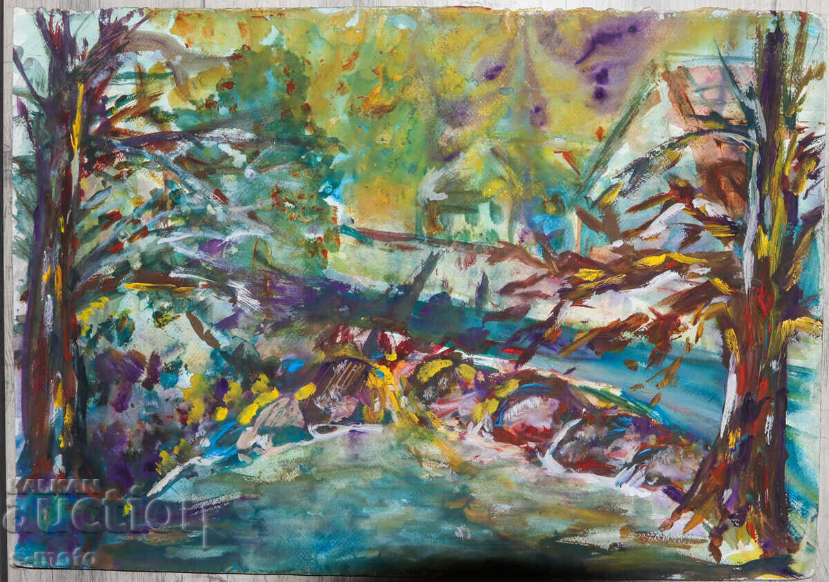 Pictură în tempera, peisaj cu preț € 100.00 | 195.58 BGN