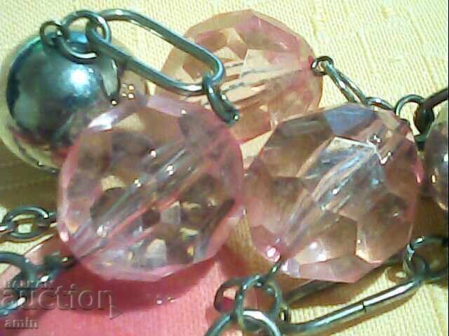 Beautiful necklace of large rose quartz and gold crystals - 5