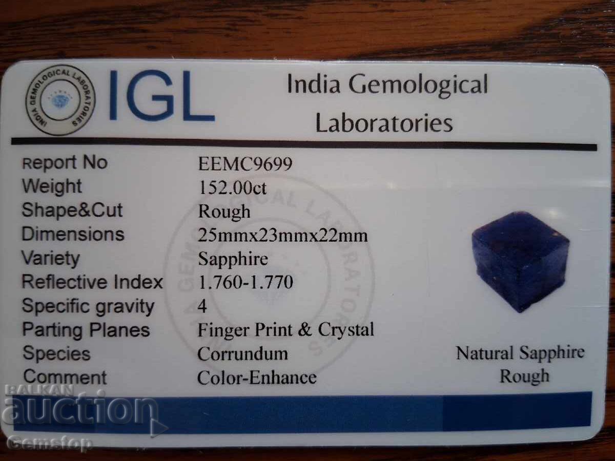 PREȚ DE START! 152 ct. safir natural neprelucrat, cert. IGL, de la 1 ct.! - 7