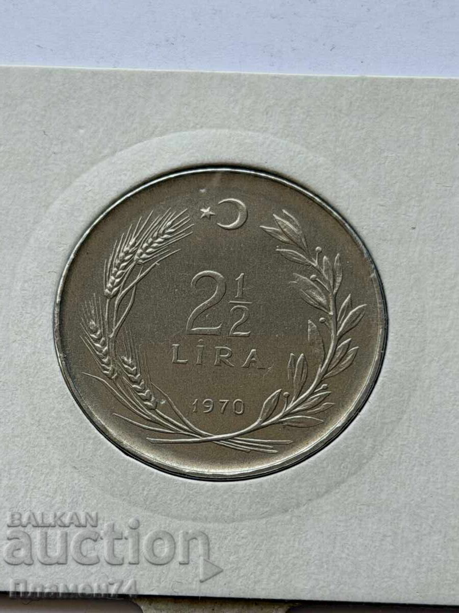 2 1/2 lire 1970 Turcia Progres cu preț € 6.00 | 11.74 BGN