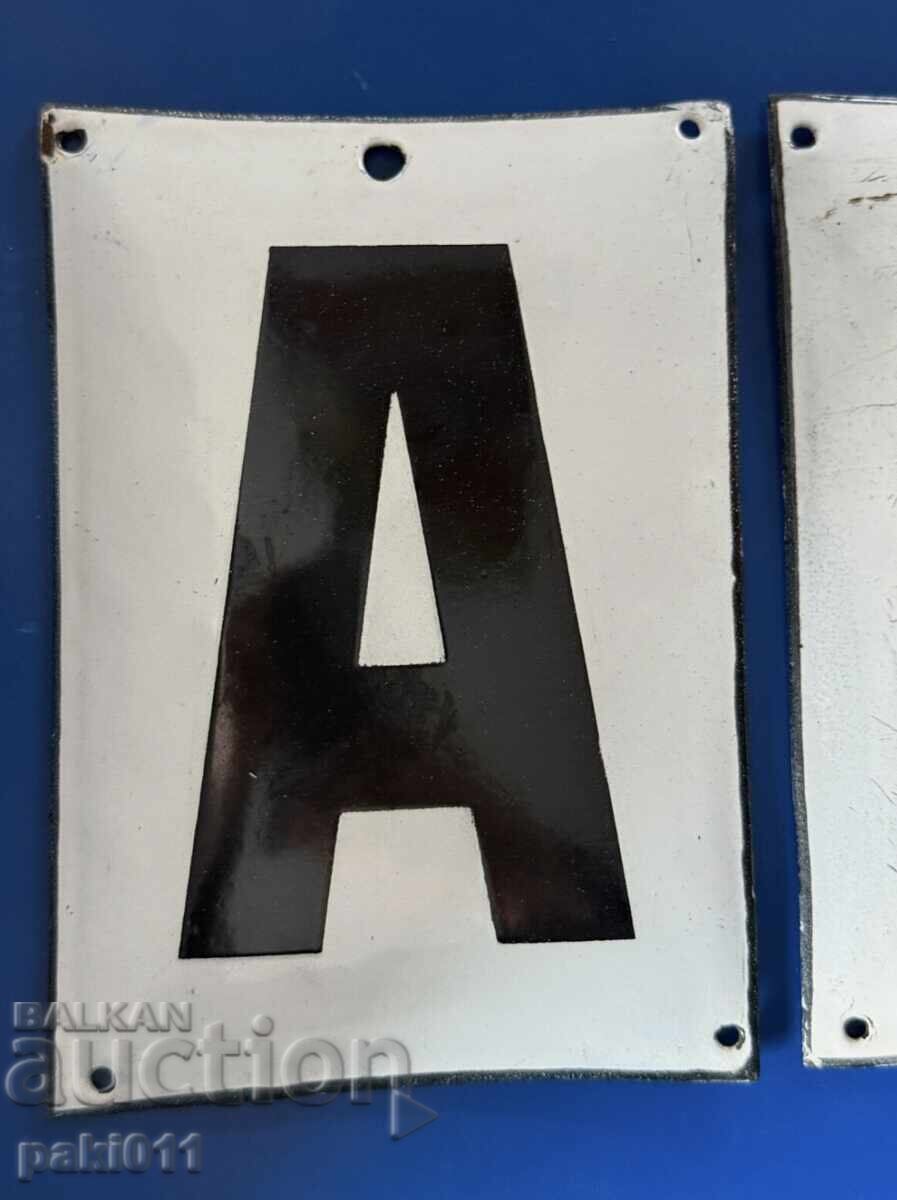 Lot of three enameled signs with letters A B C with price € 40.00 | 78.23 BGN