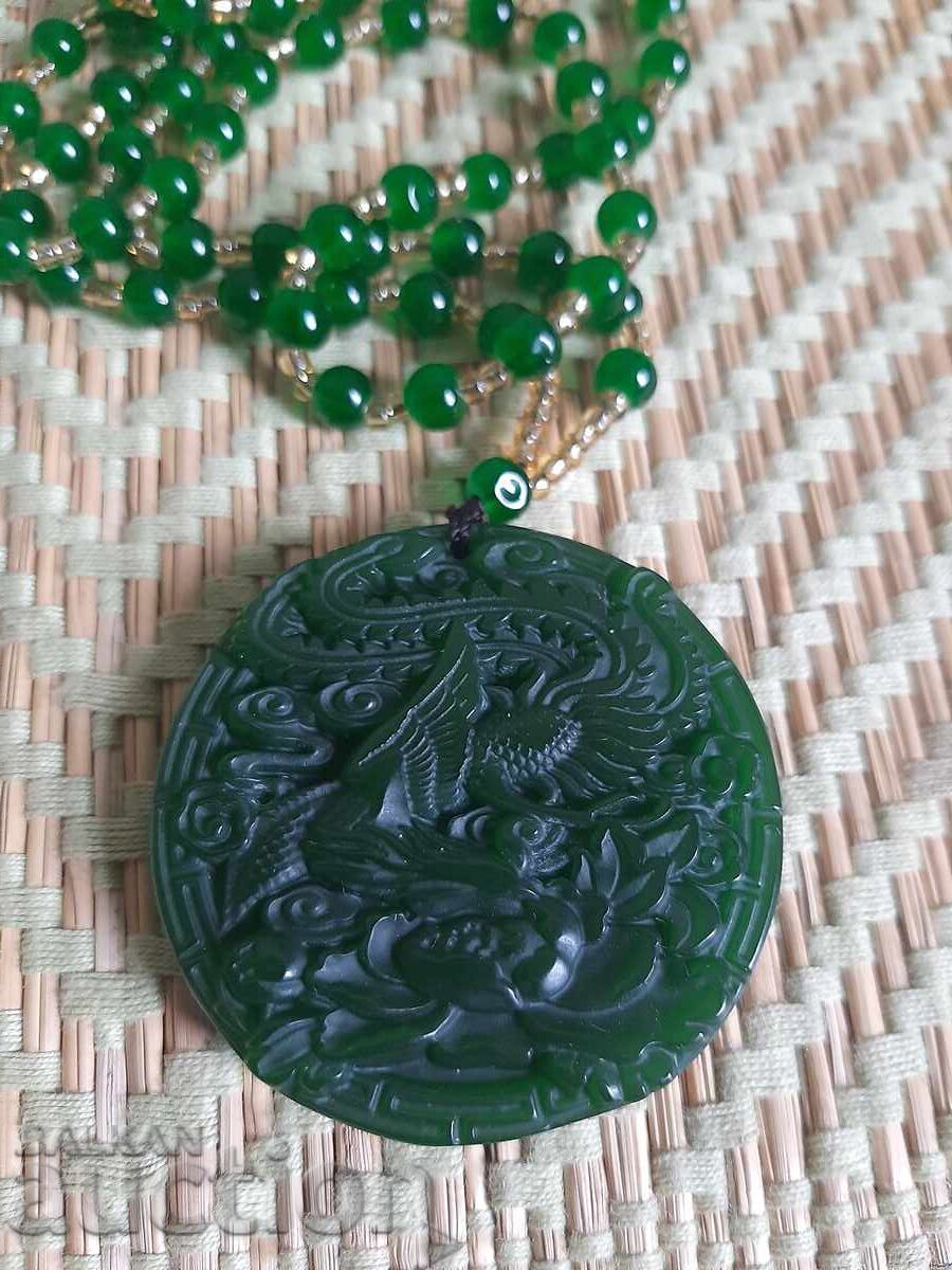 Δημοπρασία Μεγάλο μασίφ φυλαχτό Φοίνικας από 100% φυσικό νεφρίτη