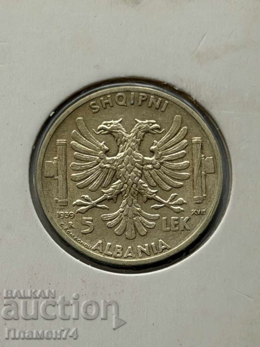5 lekë 1939 Albania