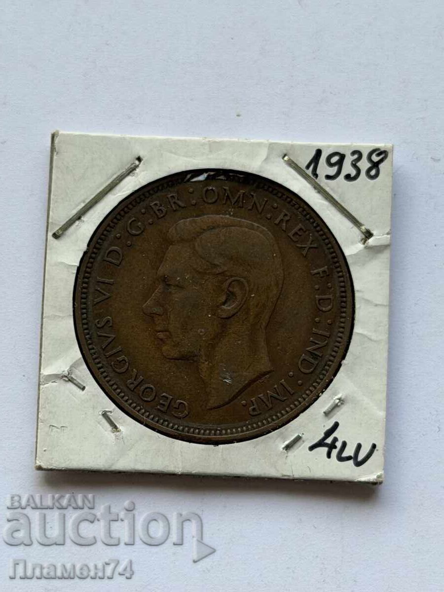 1 penny 1938 Marea Britanie