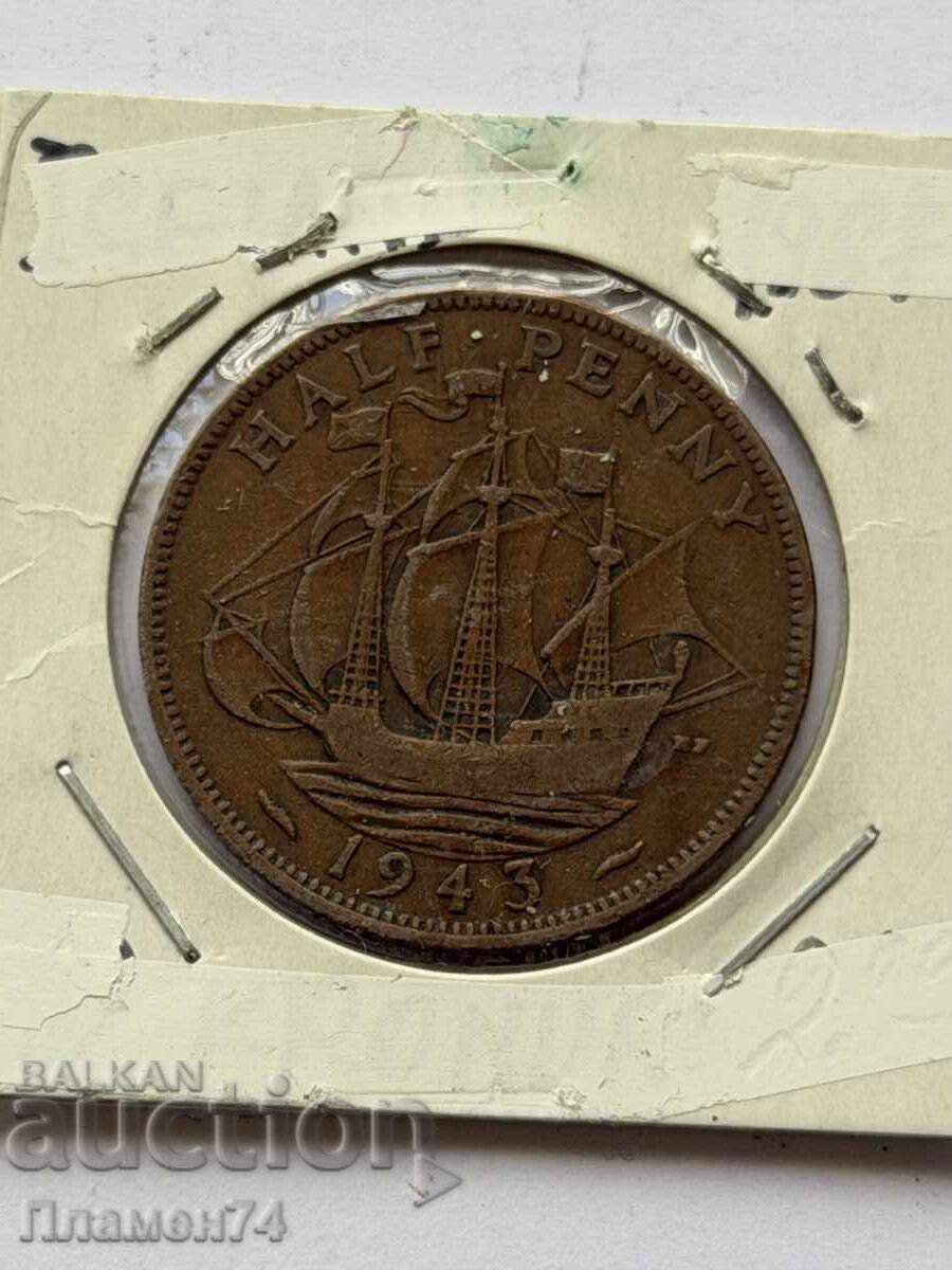 1/2 penny 1943 Marea Britanie cu preț € 1.50 | 2.93 BGN