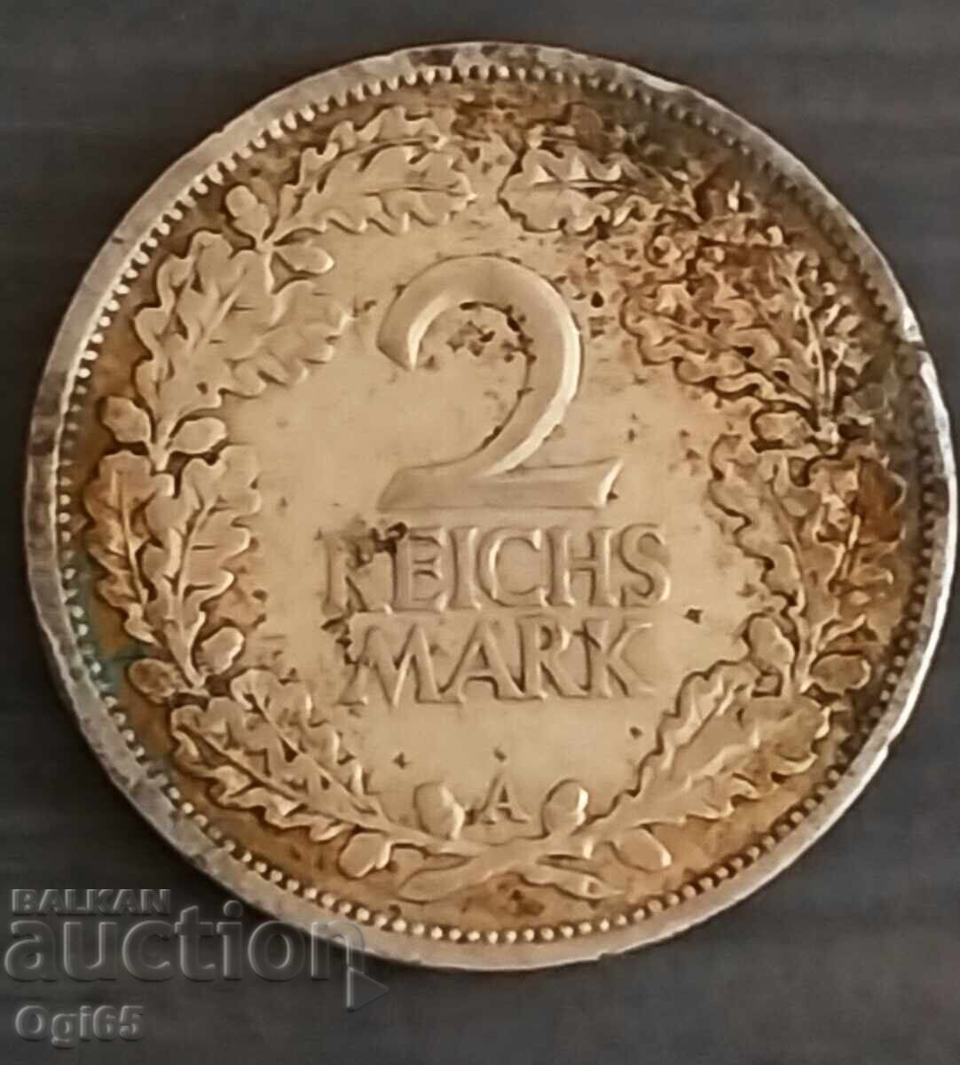 Monedă veche de argint din Germania 2 Marci 1925