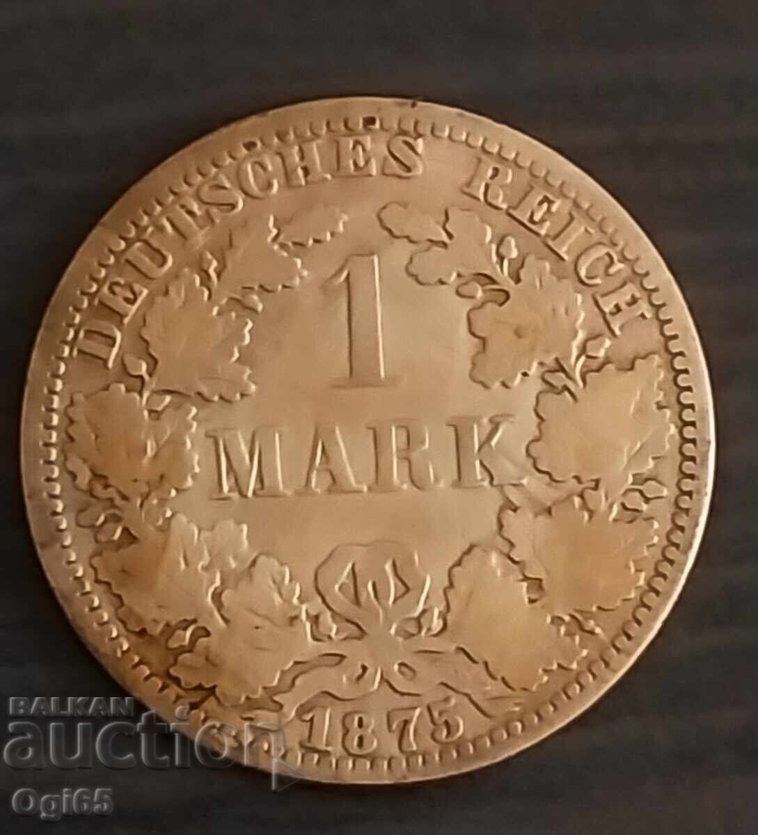 Monedă veche de argint din Germania 1 Marcă 1875