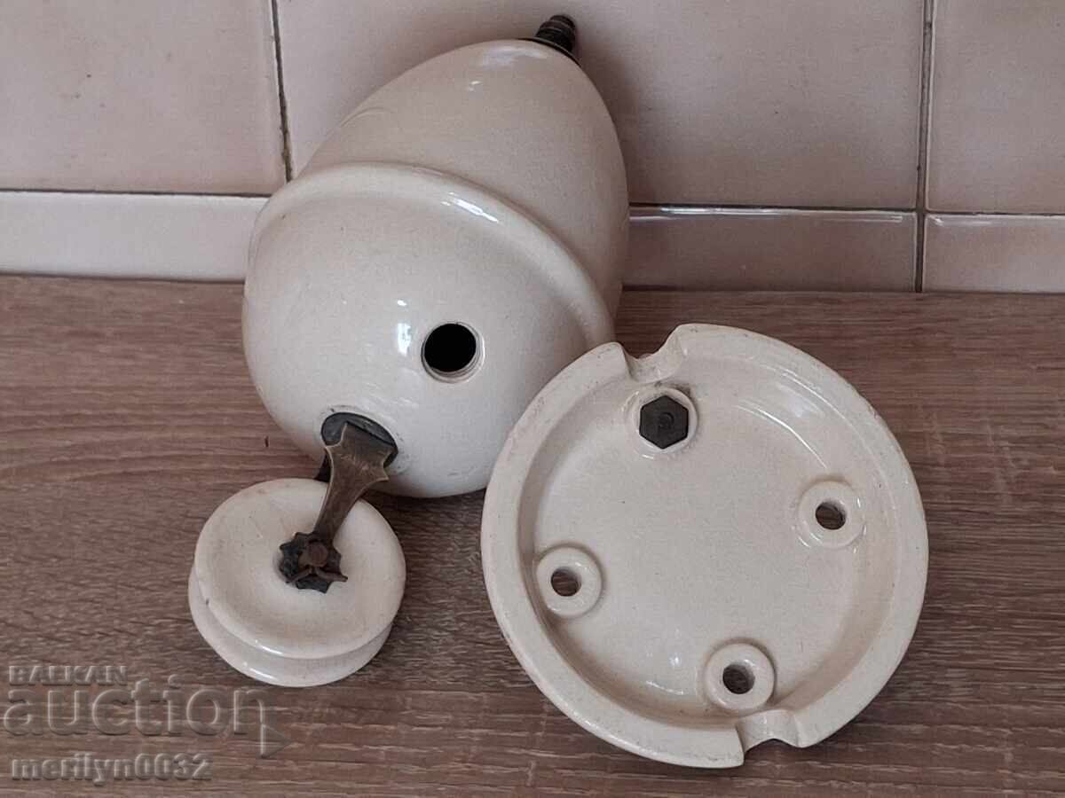 Licitație Greutate porțelan rolă tavan de la un candelabru vechi lampă cu gaz