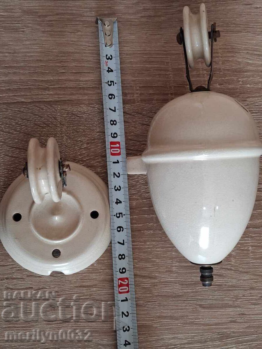 Greutate porțelan rolă tavan de la un candelabru vechi lampă cu gaz - 5
