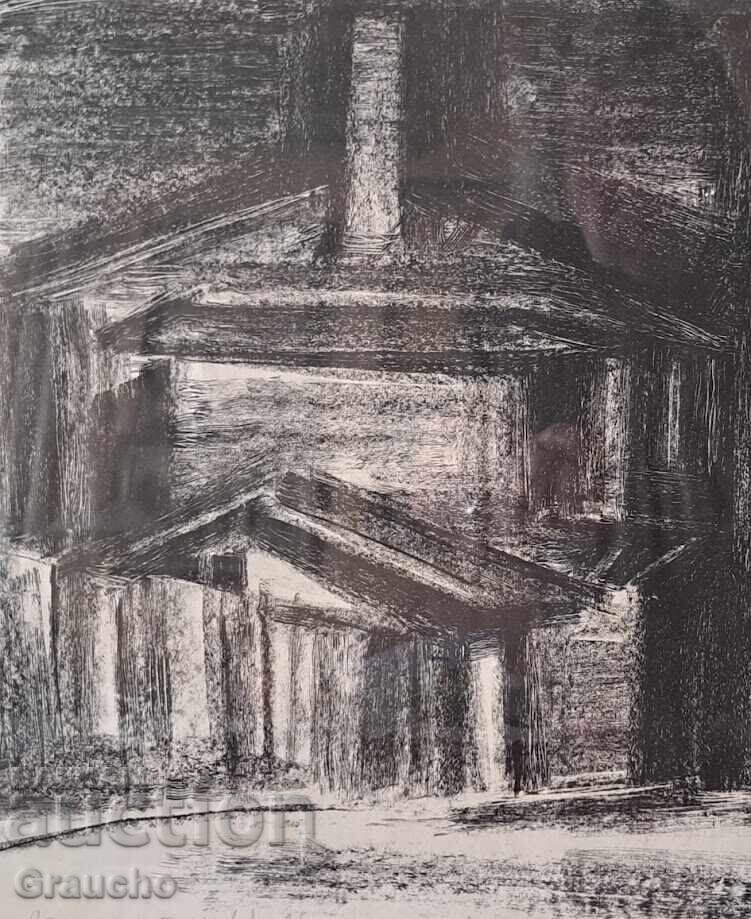 Графика "Из Созопол" на голямата Елка Найденова (1932-2016) с цена € 125.00 | 244.48 лв.