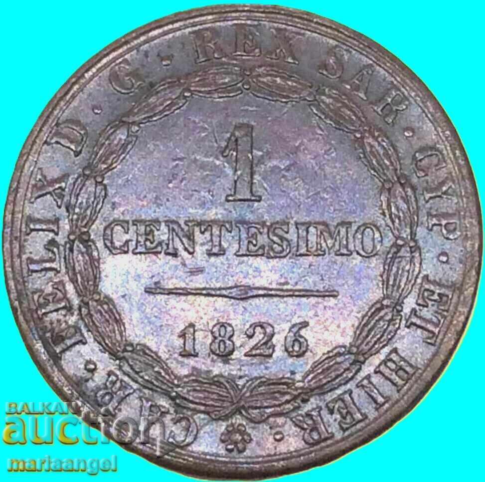 1 Centesimo 1826 Italia Torino Carlo Felice 1821-1831 cu preț € 25.00 | 48.90 BGN