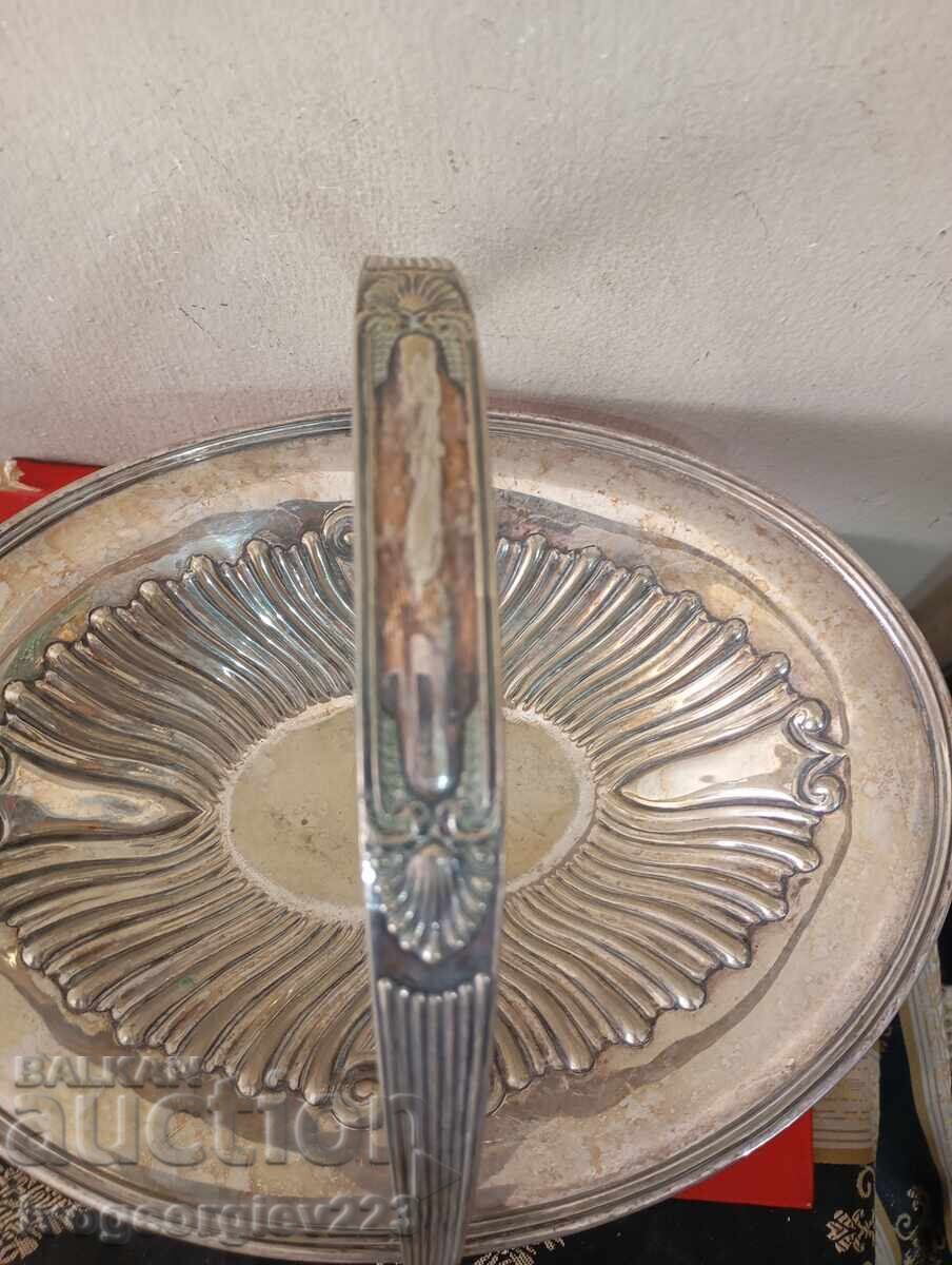 Licitație Fructieră, bol, coșuleț argintat, Art Nouveau