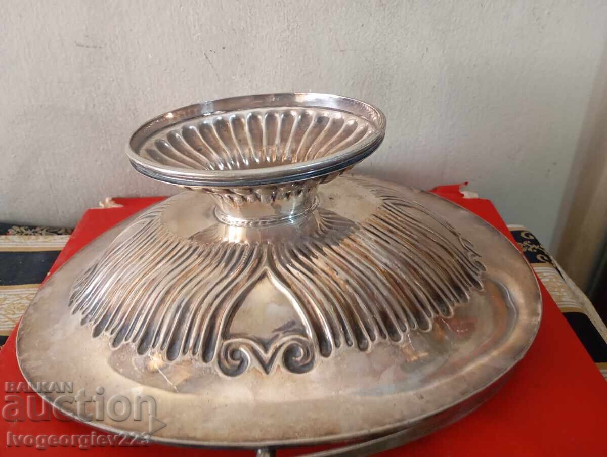 Fructieră, bol, coșuleț argintat, Art Nouveau - 7
