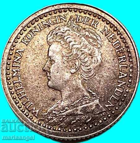 10 цента 1919 Нидерландия кралица Вилхелмина Патина с цена € 12.00 | 23.47 лв.