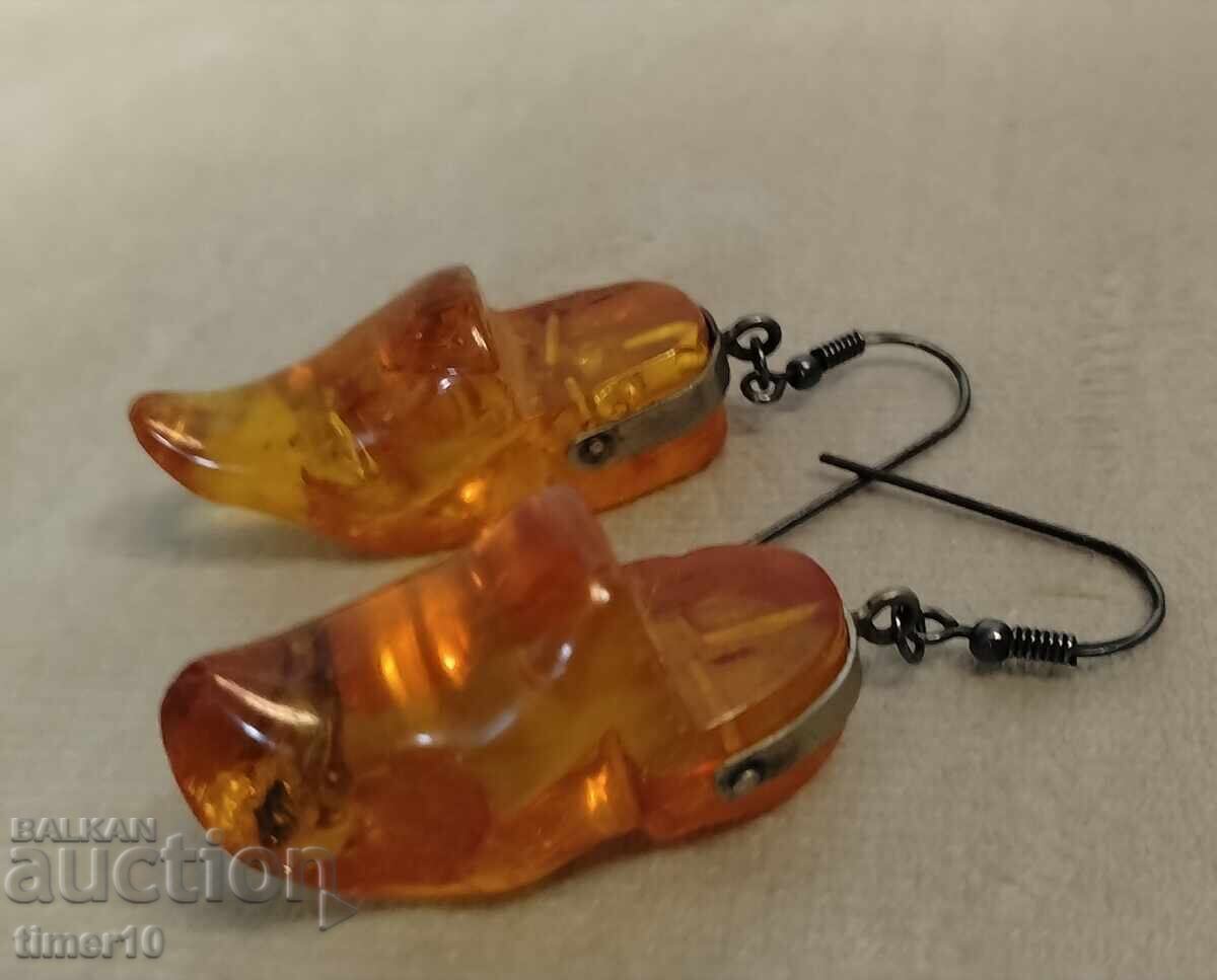 Auction  Russian amber earrings with a hook