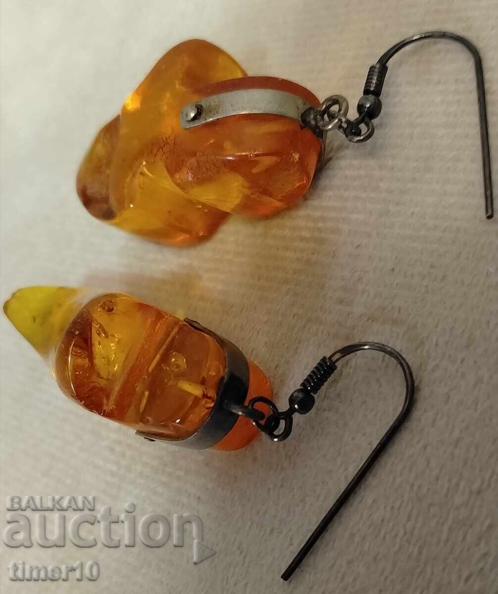 Russian amber earrings with a hook - 5