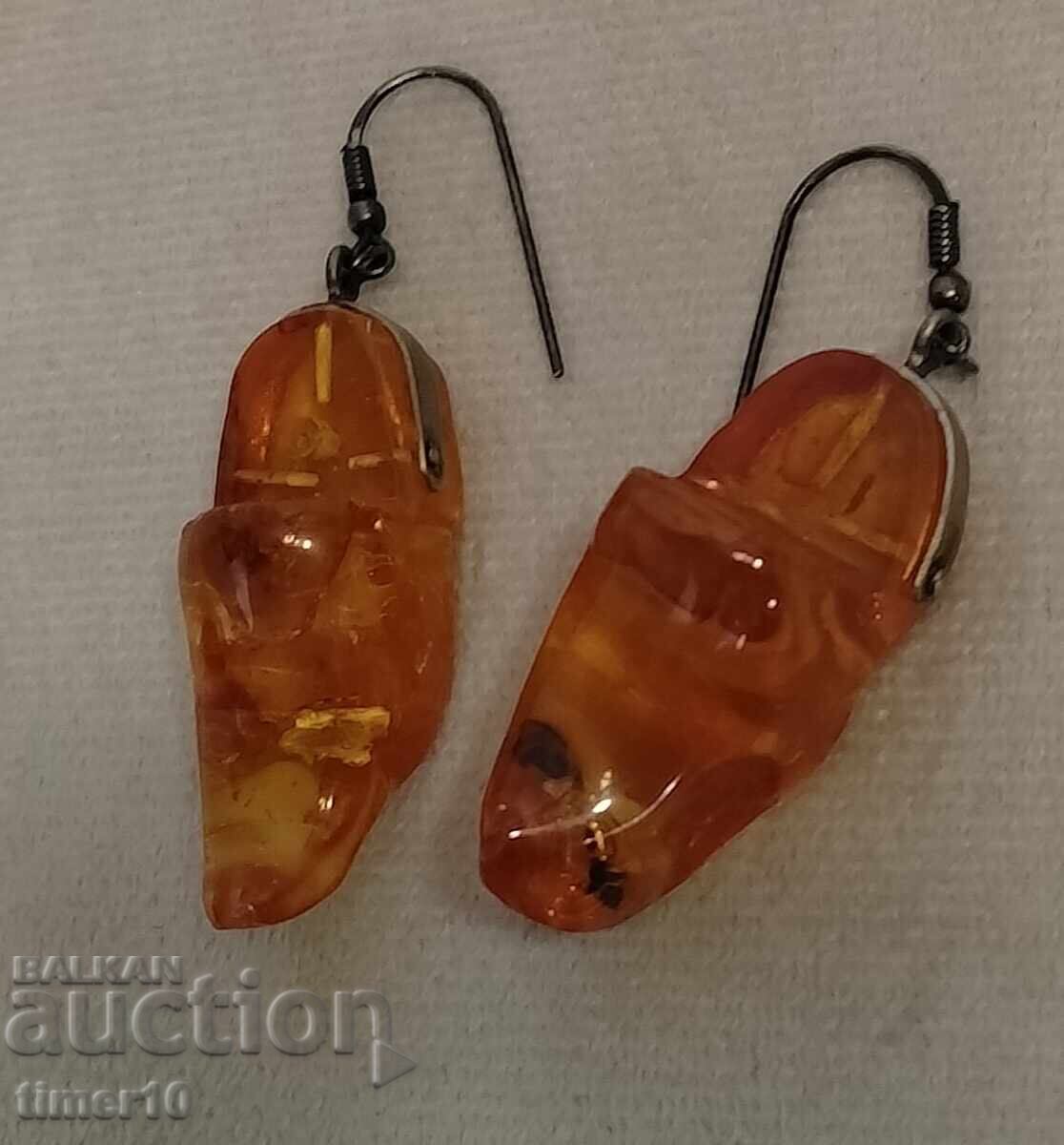 Russian amber earrings with a hook