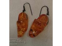 Russian amber earrings with a hook