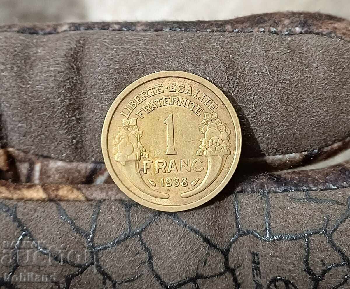 1 franc Franța 1938 lucios