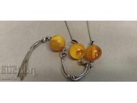 Baltic amber bead necklace with Italian silver