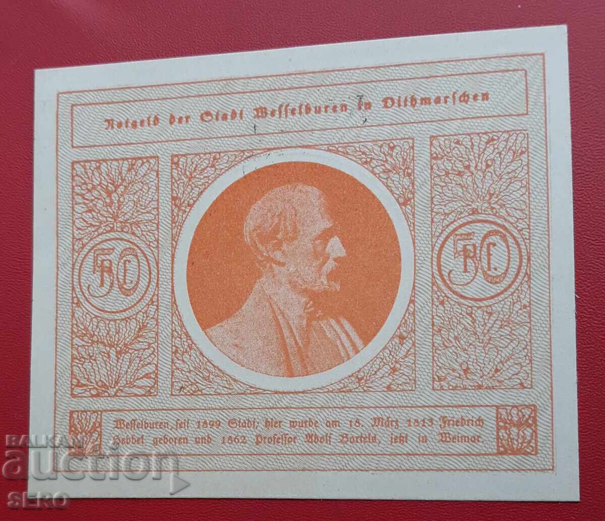 Bancnotă-Germania-Schleswig-Holstein-Wesselburen-50 pfennig cu preț € 1.00 | 1.96 BGN