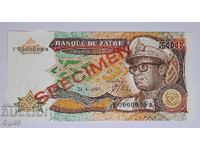 UNC. SPECIMEN. Zaire 500 Centimes 1989 banknote