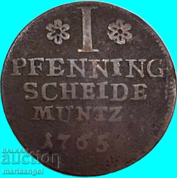 Livrarea 1 pfennig 1765 Braunschweig-Lüneburg Germania ducele Karl