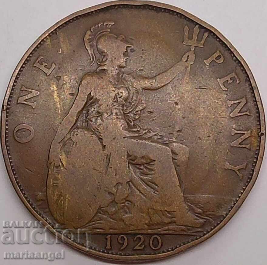 Παράδοση Ηνωμένο Βασίλειο 1 Πένι 1920 Γεώργιος V 30mm χαλκός