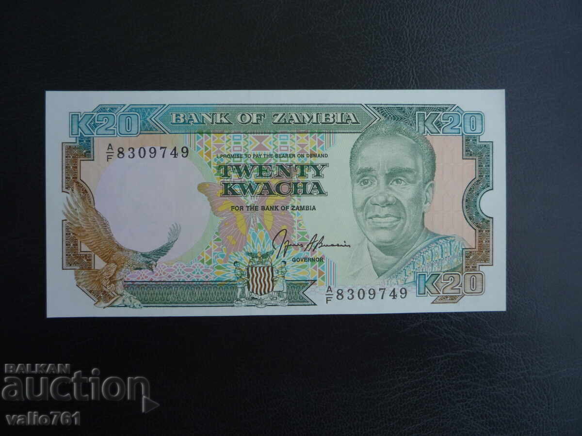 ZAMBIA 20 KWACHA 1989 NOU UNC