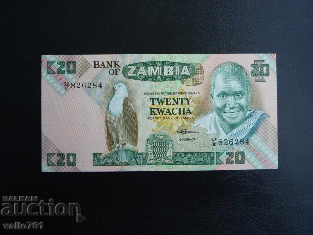 ZAMBIA 20 KWACHA 1986 NEW UNC