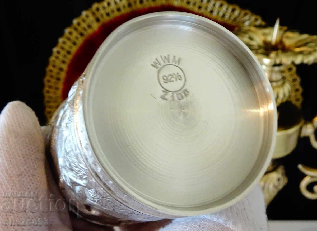 Pahare de vin din cositor, vânătoare, câine, cerb - 6