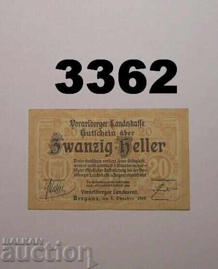 Bregenz 20 heller 1919 Австрия