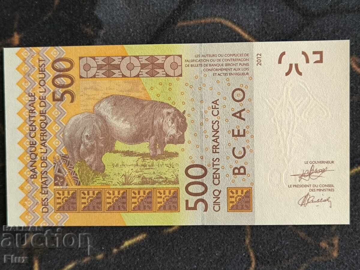 Bancnota - Coasta de Fildes - 500 franci UNC | 2012