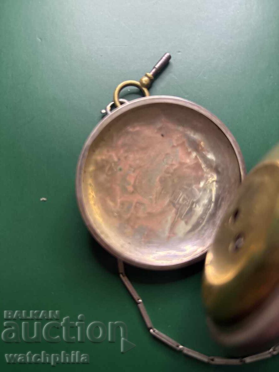 Доставка на Сребърен джобен часовник Serpos Constantinople . Работи