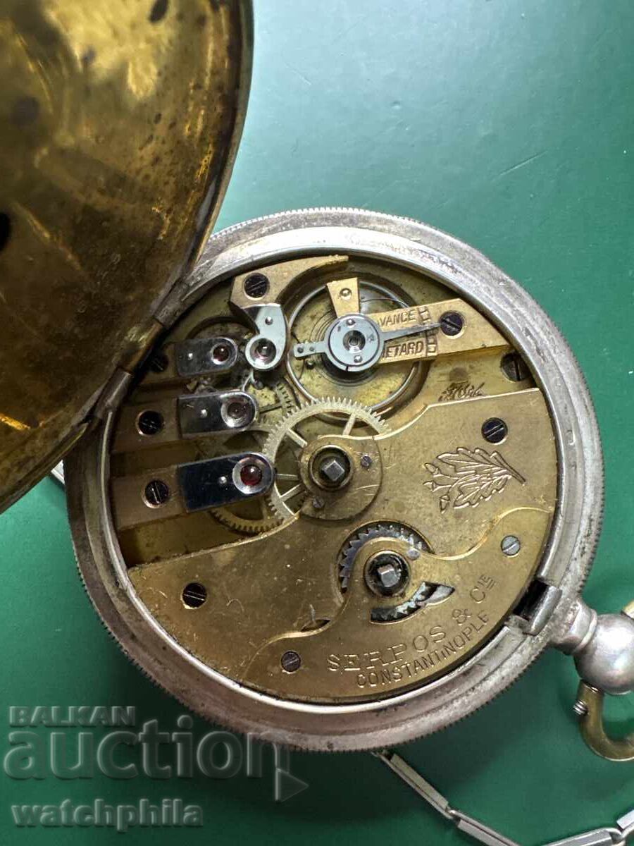 Сребърен джобен часовник Serpos Constantinople . Работи - 6