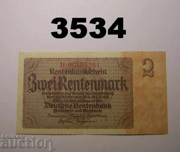 Germany 2 Renten Marks 1937