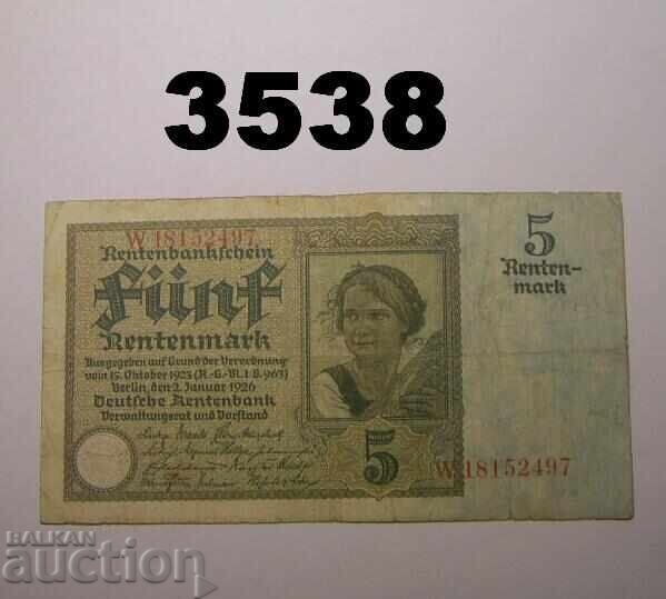 Germania 5 Rentenmark 1926