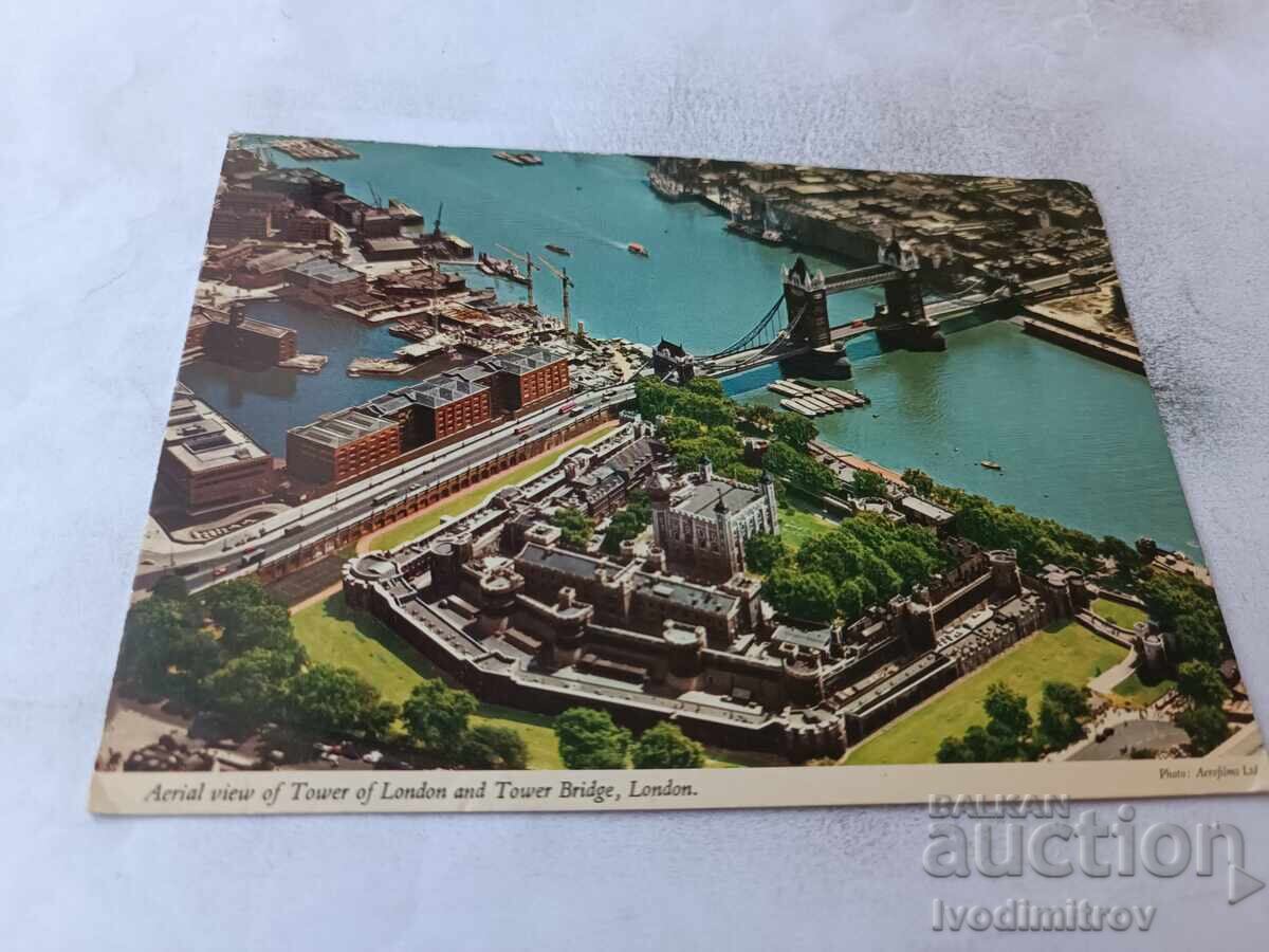 P K London Αεροφωτογραφία του Πύργου του Λονδίνου και της Γέφυρας του Πύργου 1978