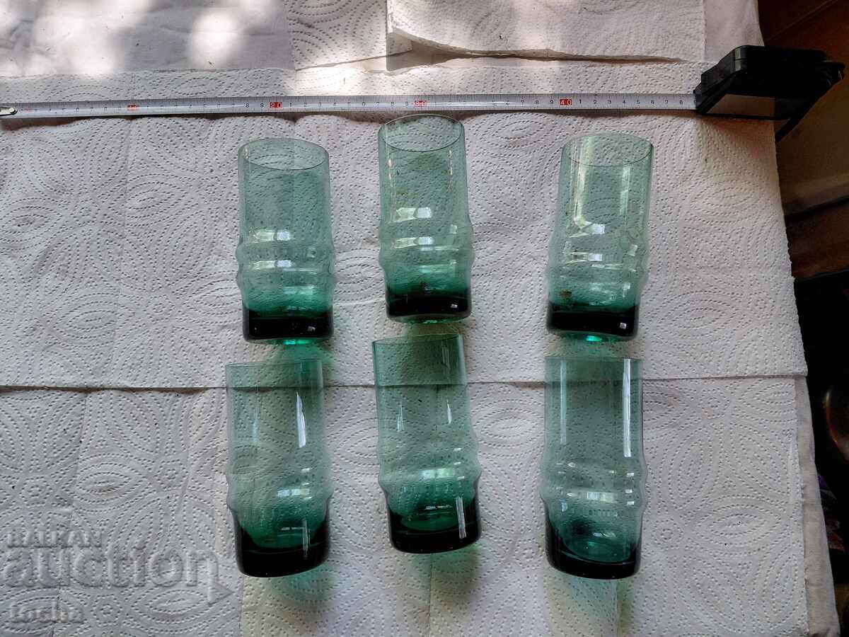 Σετ από παλιά ποτήρια, πράσινο γυαλί, σε καλή κατάσταση - 5