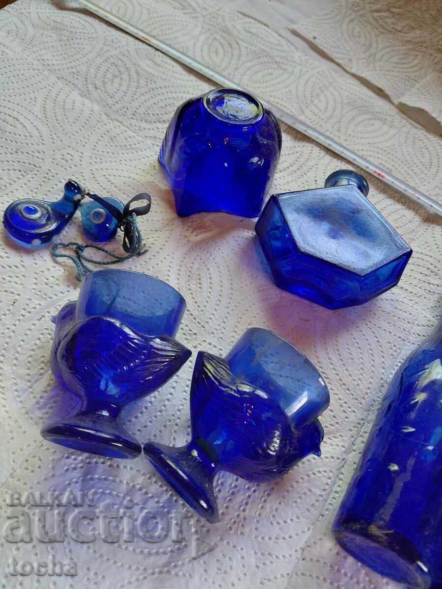Set, blue glass, well-preserved - 7
