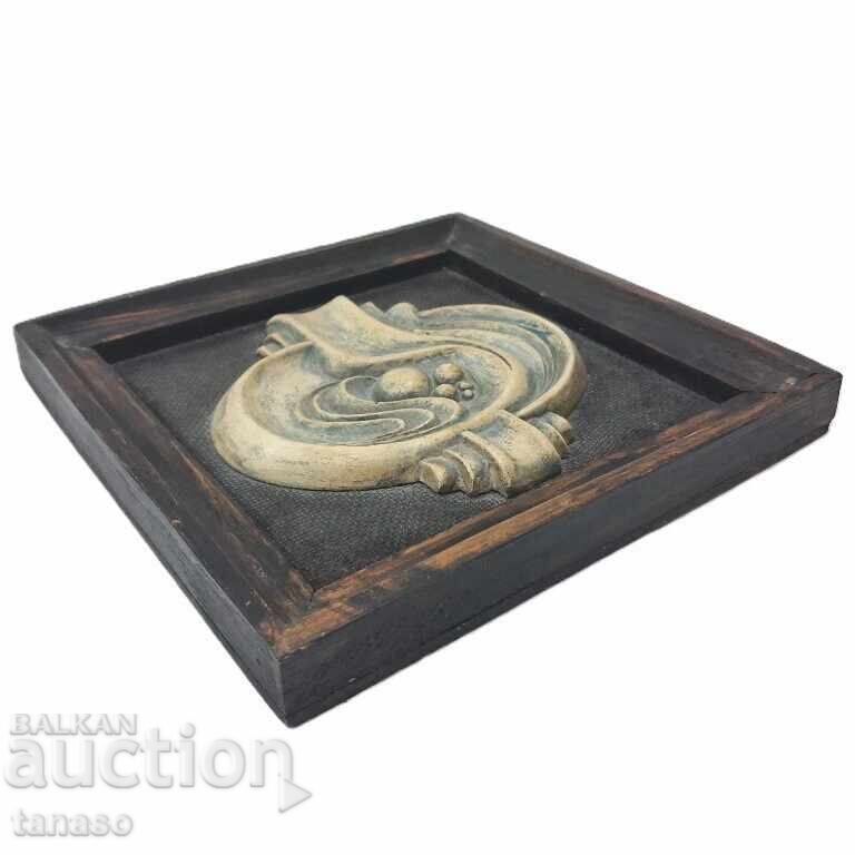 Panou din alabastru, basorelief, sculptură în ramă de lemn (1.4) - 5