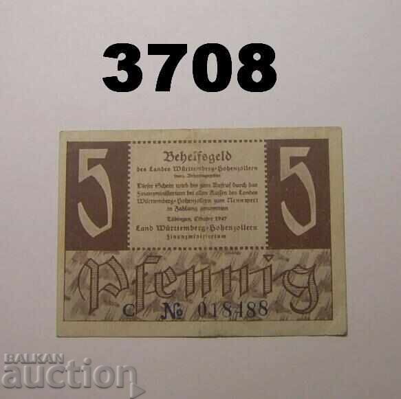 Württemberg-Hohenzollern 5 pfennig 1947 Germania