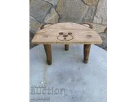 TABLE SMALL TABLE SOLID WOOD ANTIQUE PYROGRAPH BEAR
