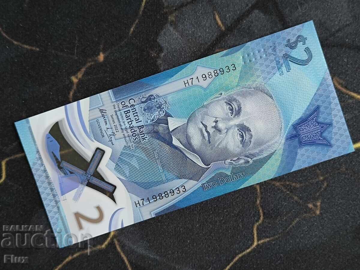 Τραπεζογραμμάτιο - Μπαρμπάντος - 2 δολάρια UNC | 2022
