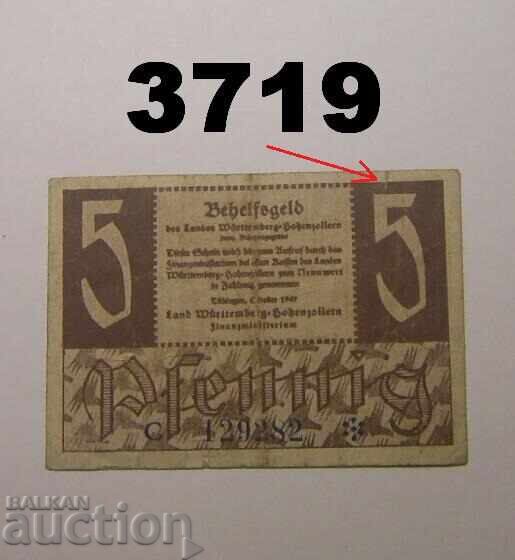 Württemberg-Hohenzollern 5 πφένιγκ 1947 Γερμανία