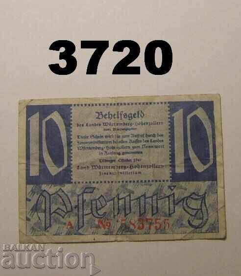 Württemberg-Hohenzollern 10 pfennig 1947 Germany