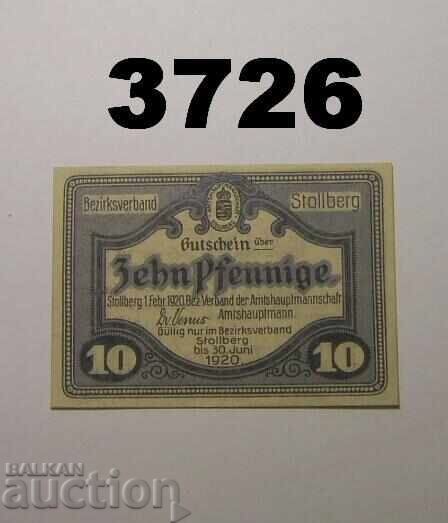 Stollberg 10 pfennig 1920 Germania