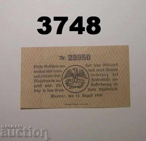 Weener a. d. Ems 25 pfennig 1920 Germania cu preț € 2.50 | 4.89 BGN