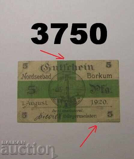 Borkum 5 pfennig 1920 Germania
